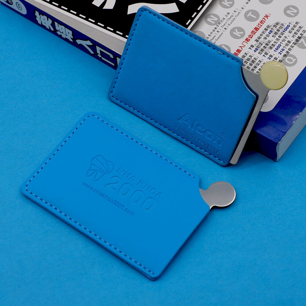 Promotional Gift Leather Cover Logo Stamping Card Rectangle Portable Mirror Make
