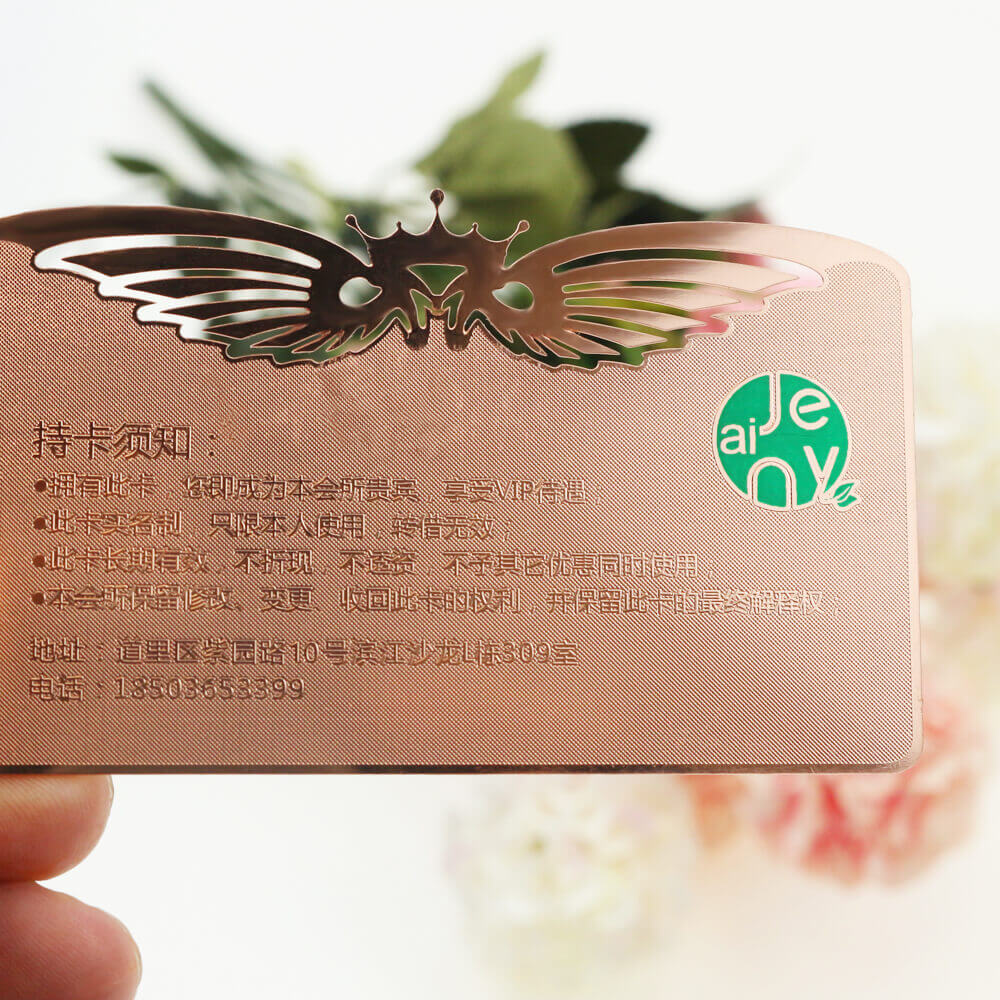 Cheap rose gold membership card hollow out metal VIP cards