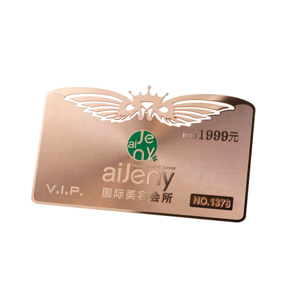 Cheap rose gold membership card hollow out metal VIP cards