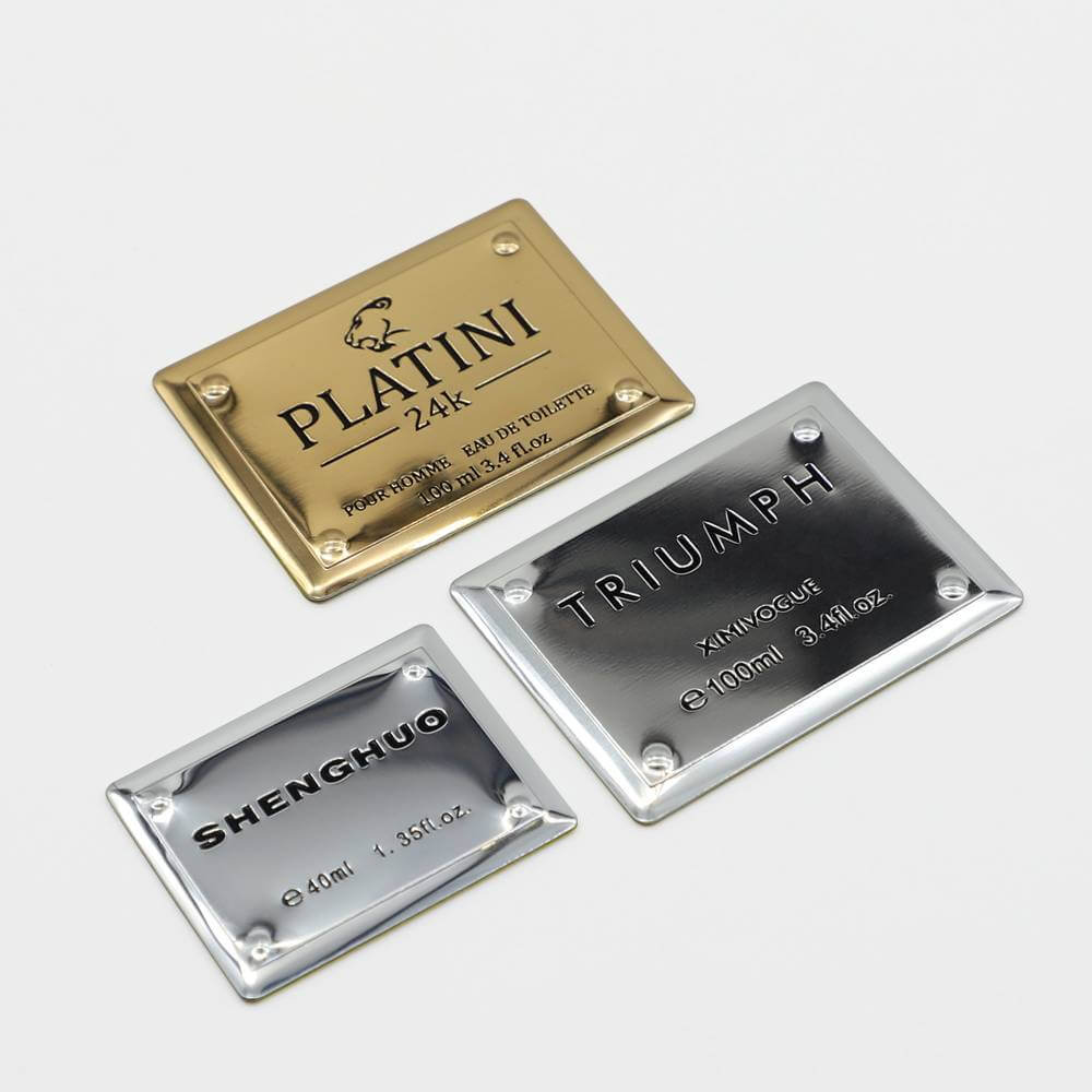 Fashionable waterproof metal private logo aluminum perfume labels sticker