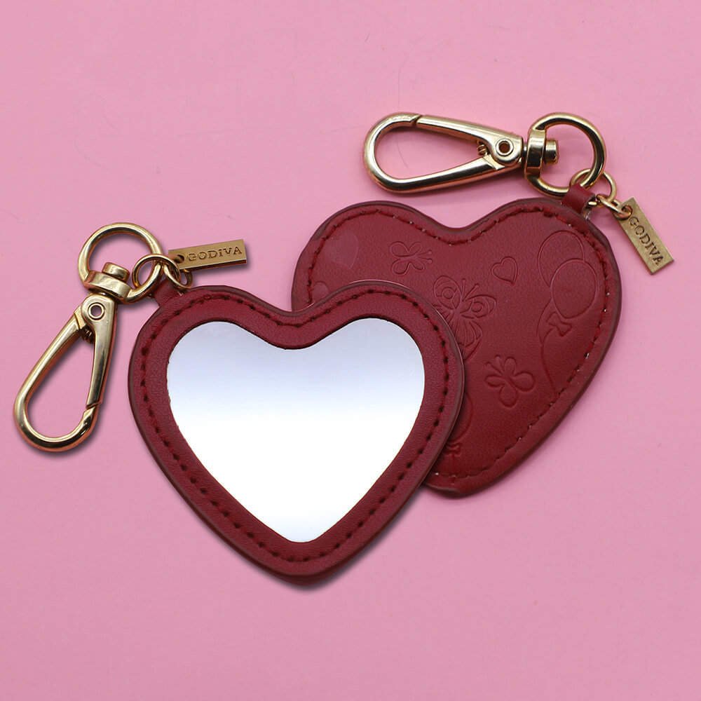 Promotional Logo Customized Heart Shaped Portable Mirror Hand Makeup Mirror