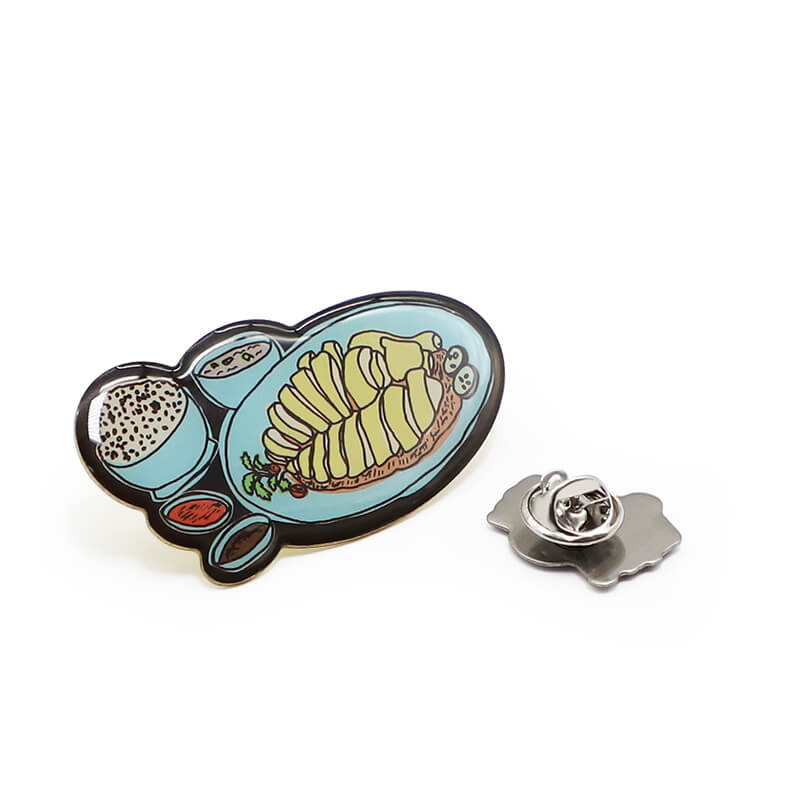 Custom Metal Printing Coat Epoxy Badge Pin With Butterfly Clasp for Promotio