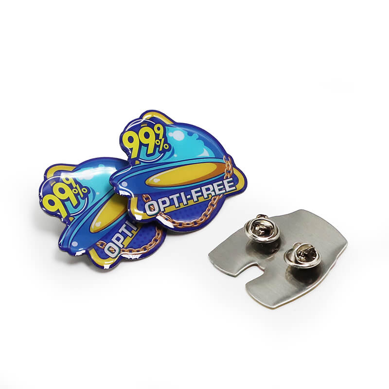 Custom Metal Printing Coat Epoxy Badge Pin With Butterfly Clasp for Promotio