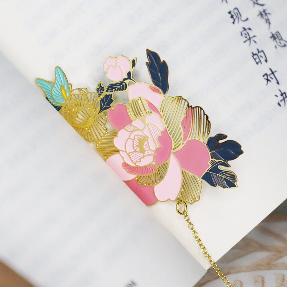 Custom Metal Flower Bookmark Soft Enamel Bookmarks Delicate Package