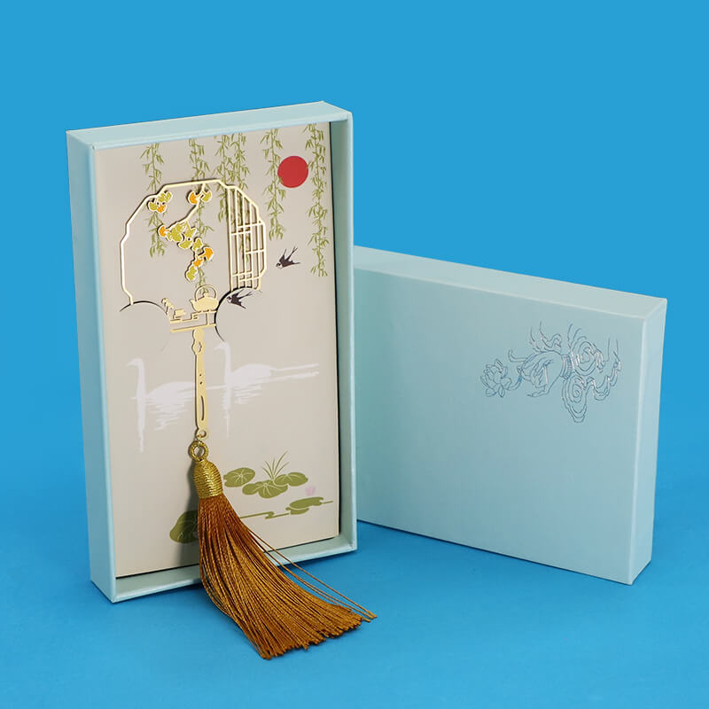 Custom Bookmark Tassel Metal Bookmarks with Custom Paper Box Package
