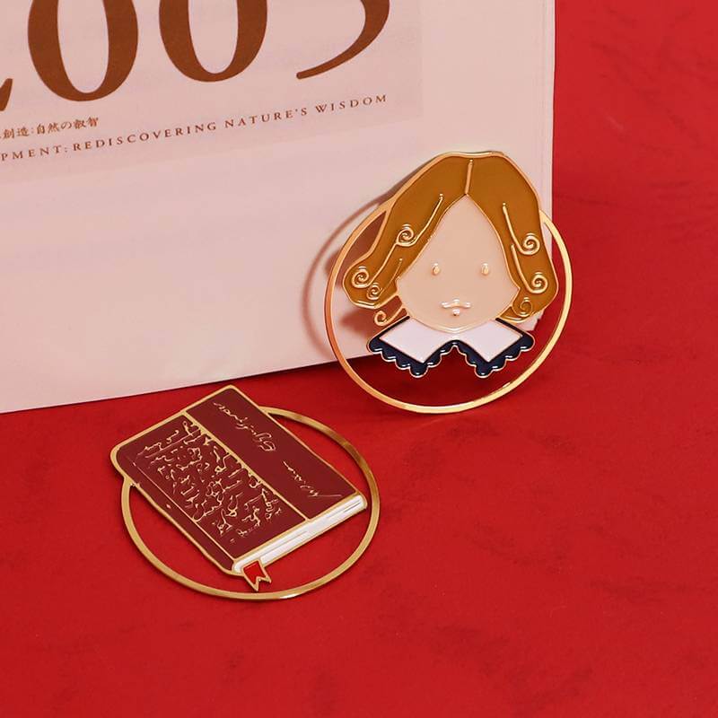 Custom Glossy Gold Soft Enamel Bookmark Metal Bookmarks Custom Shape