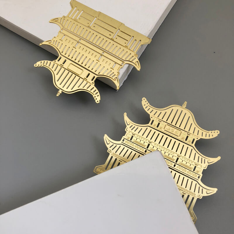 Custom Brushed Bookmark Brass Bookmarks Pavilion Shape Custom Package