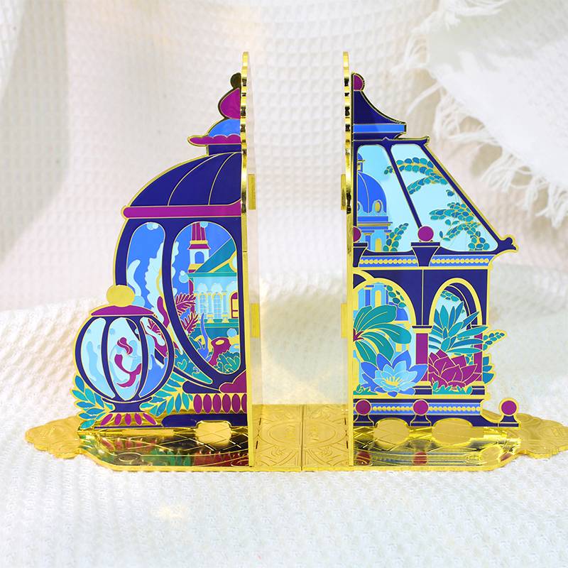Custom Colorful Soft Enamel Metal Bookends Detachable Luxury Metal Craft Bookend
