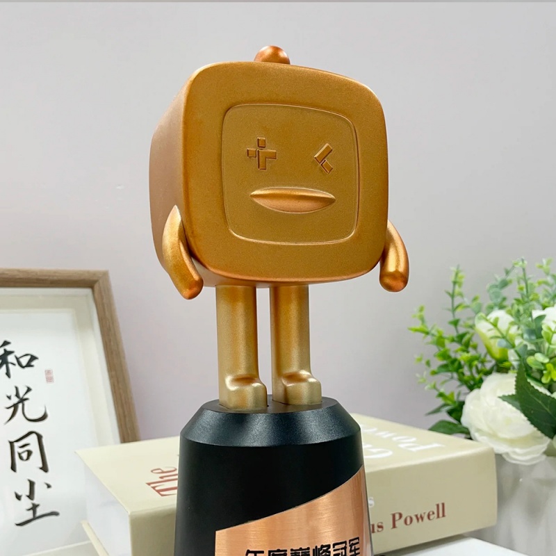 Wholesale Custom Gold Award Sandblasting Cute Cartoon Souvenir Metal Trophy 