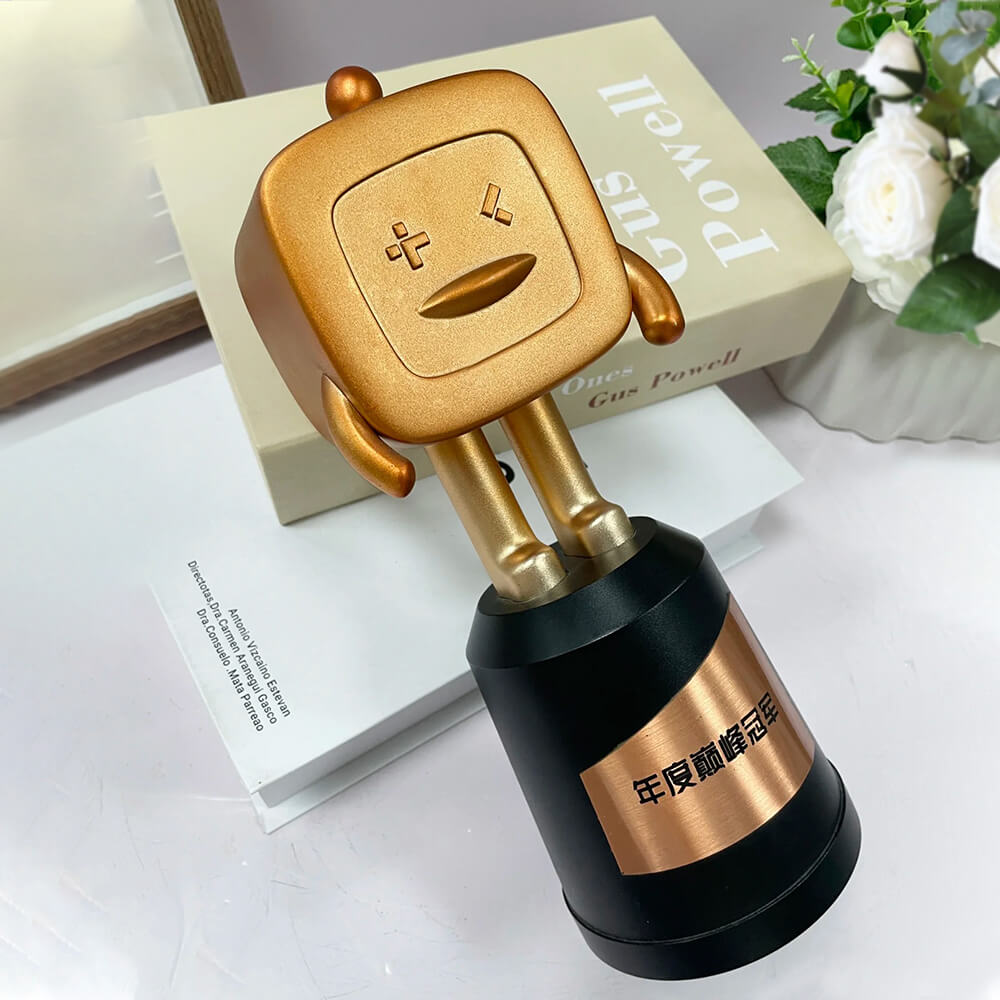 Wholesale Custom Gold Award Sandblasting Cute Cartoon Souvenir Metal Trophy 