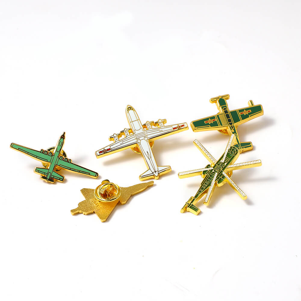 Customized Metallic Helicopter Aircraft Emblem Airplane Custom Metal Pin Badge