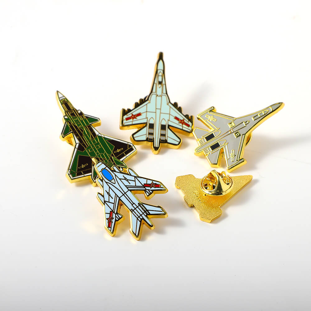 Custom Enamel Airbus Airplane Lapel Pins Badge Gold Silver Fighter Aircraft Pin