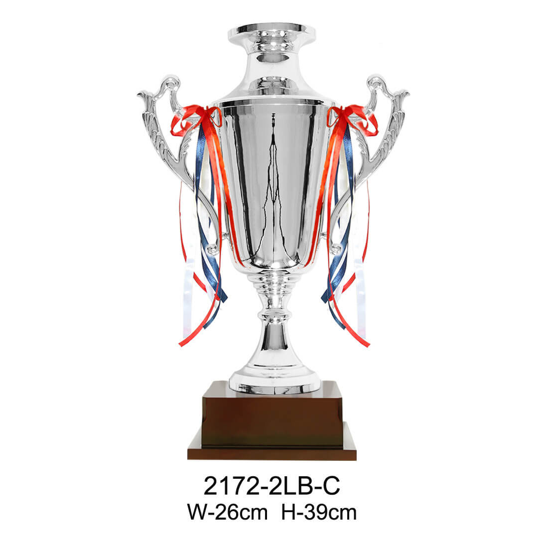 Custom Large Size Metal Trophy Plated Silver Trophy Wooden Base Award Trophy