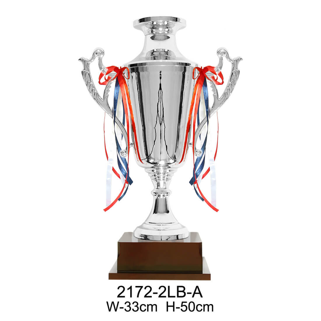 Custom Large Size Metal Trophy Plated Silver Trophy Wooden Base Award Trophy