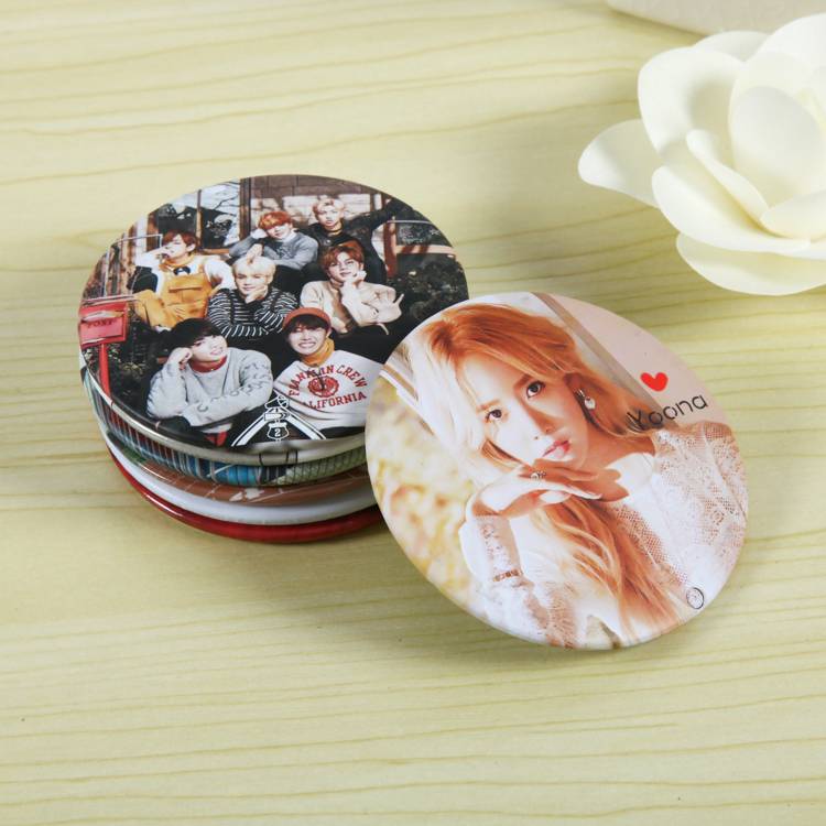 Compact Ladies Mirror Makeup Pocket Mirror Personalized Princess Tin Plate Badge