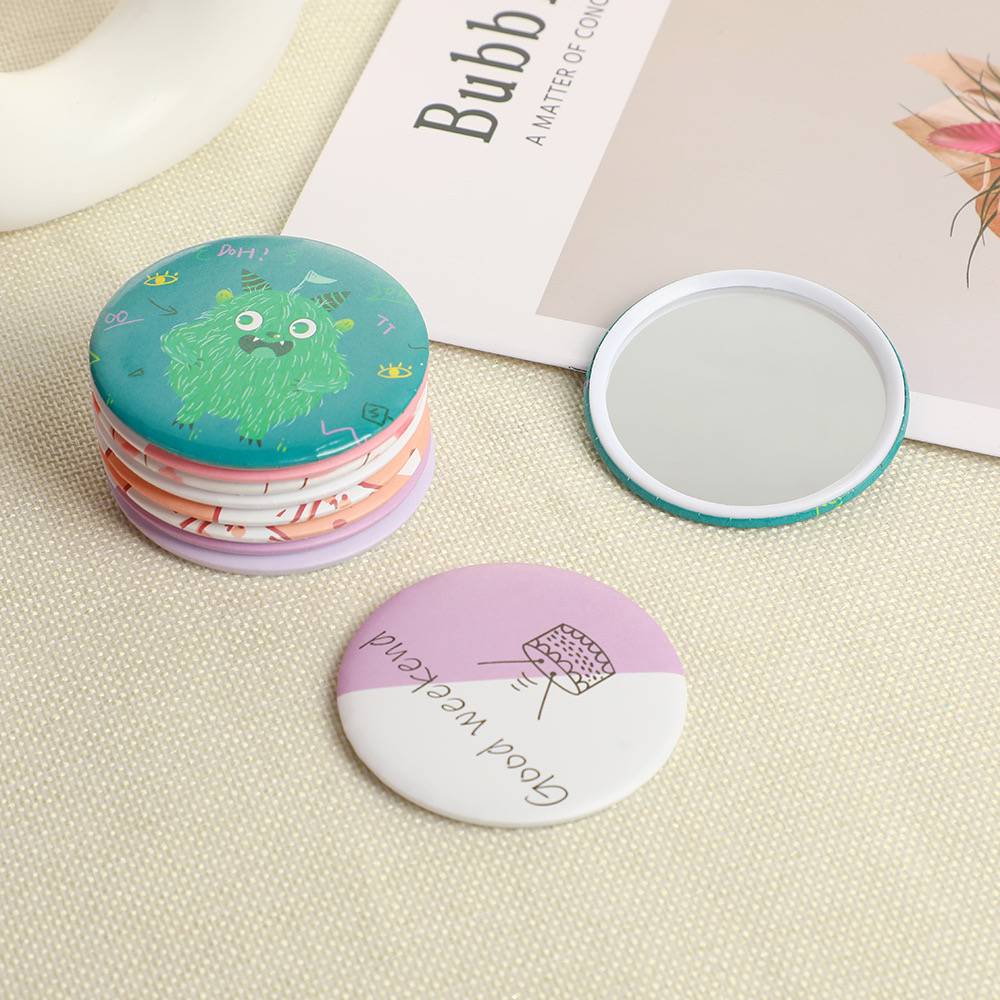  Souvenirs Gifts Custom Hard Enamel Pin Beauty Ladies Compact Pocket Hand Mirror