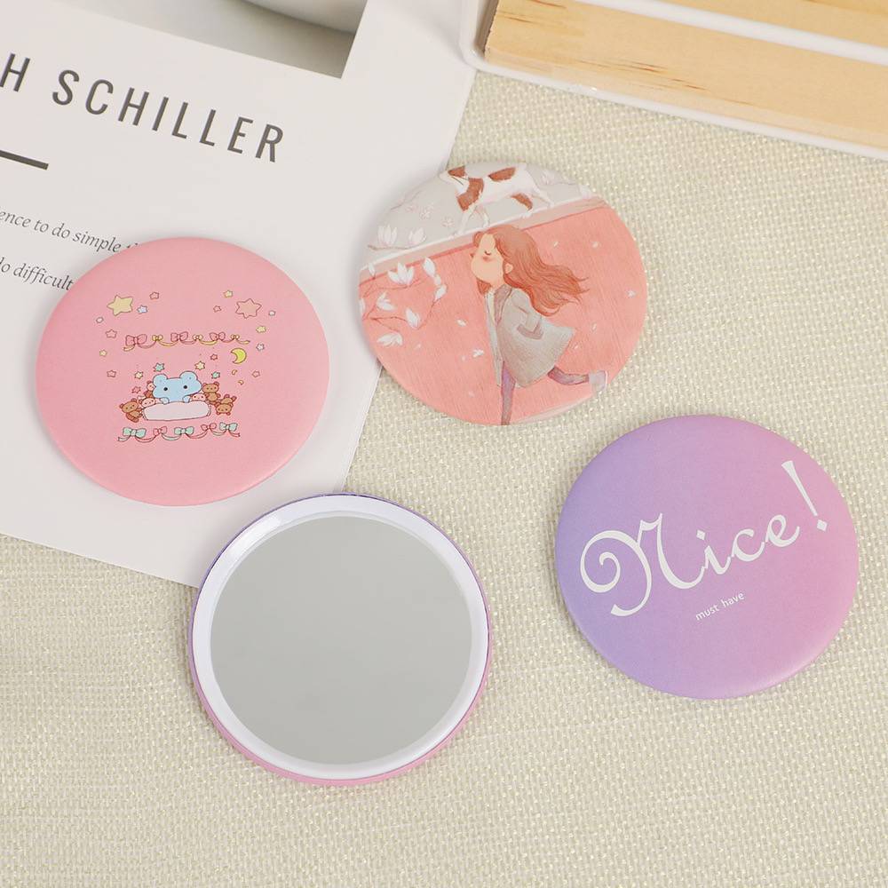  Souvenirs Gifts Custom Hard Enamel Pin Beauty Ladies Compact Pocket Hand Mirror