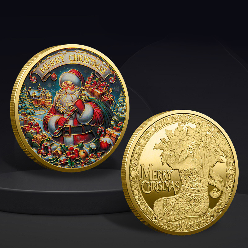 New Santa Gifts Set For Christmas Decorations Souvenir Coins Merry Christmas