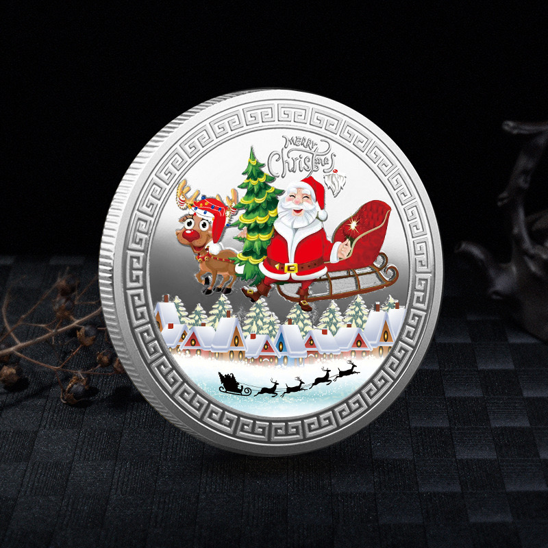 Custom Santa Christmas Coins Metal Laser Engrave Token Coin