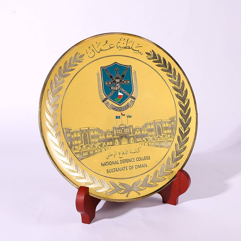 Customized Plated Color Logo Circle Plate Trophies Metal League Award